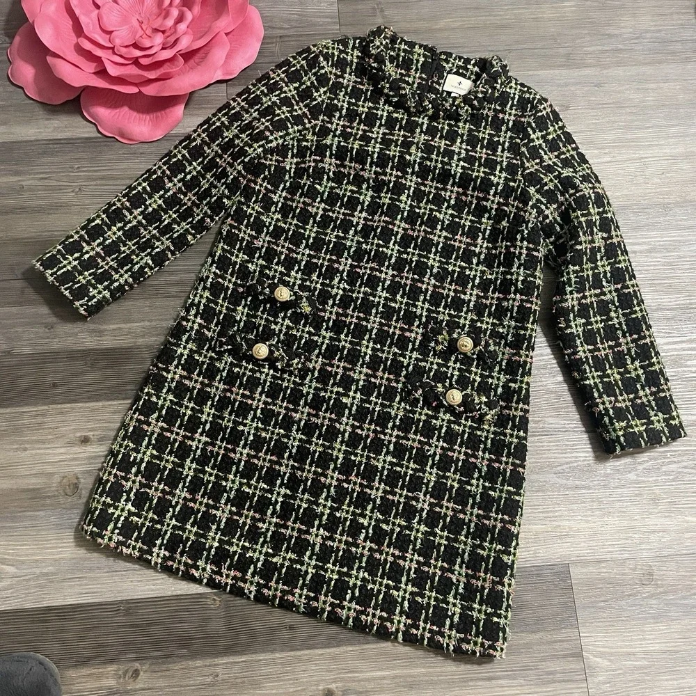 TUCKERNUCK Womens Sz M Holly Tinsel Tweed Long Sleeve Jackie Dress Boucle Luxe - Picture 2 of 11